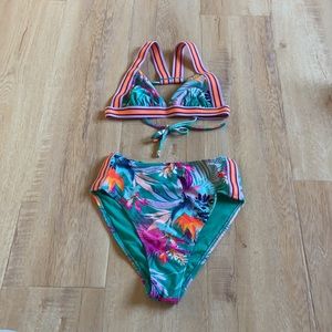 Tropical Print High Waisted Bikini